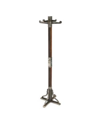 Industrial Vintage Style Coat Rack with Metal Frame and Wood Accents for Entryway