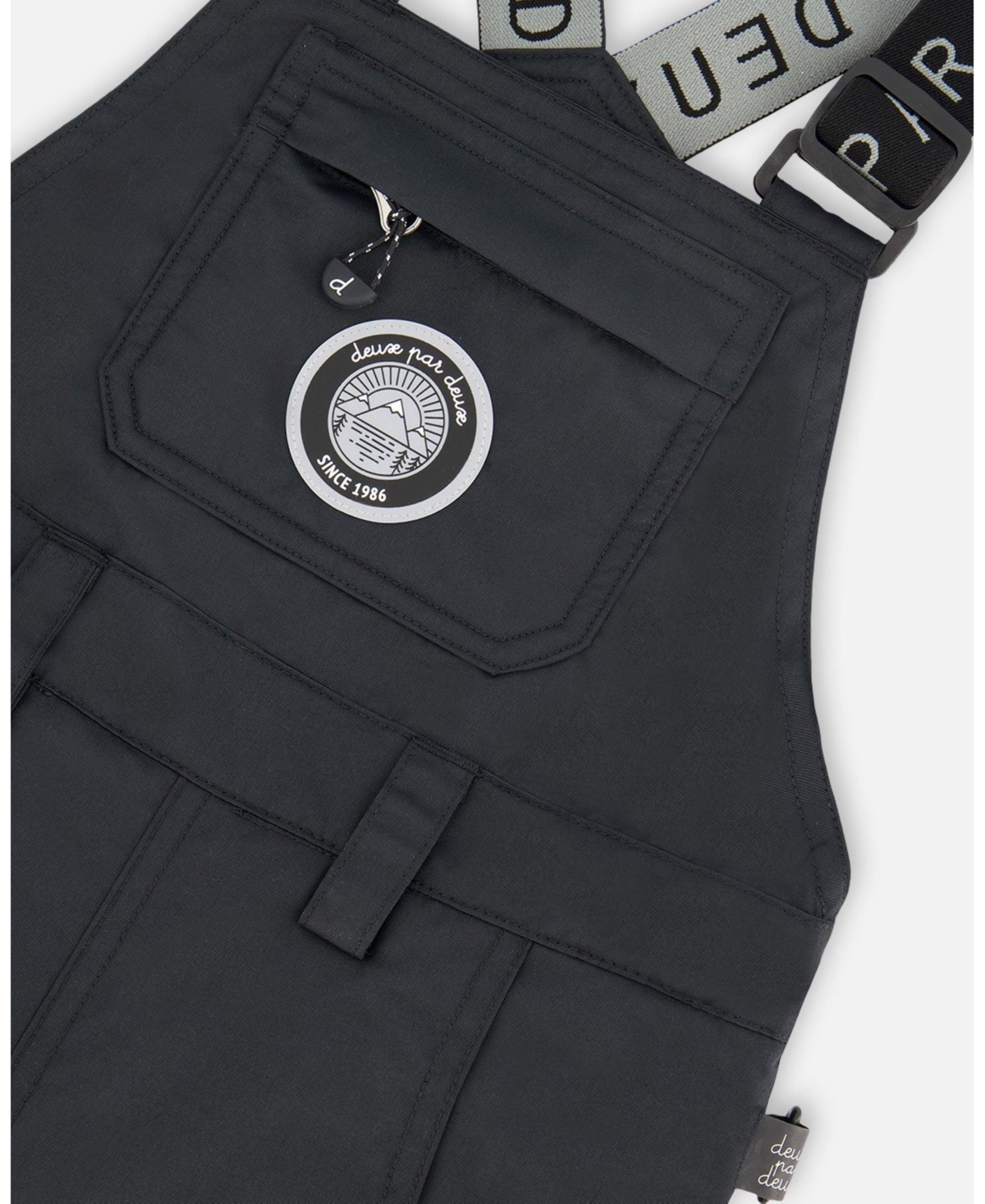 Deux par Kids Unisex Solid Play Overall Snow Bib Black
