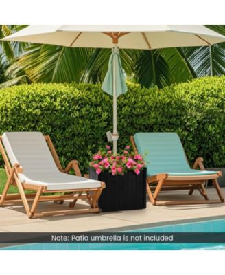 2-in-1 Outdoor Umbrella Base Planter w/Flower Box 4 Rolling Wheels 88 LBS Capacity