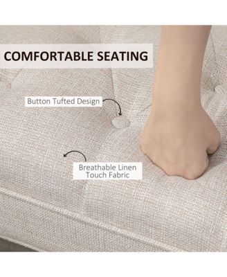 End of Bed Bench with Button Tufted Design, Dark