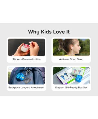 CareBuds (Cotton Candy) Kids Wireless Earbuds with 85dB Volume Limit, Built-in Mic, 6 Ear Tips, Anti-Lost Strap Easy Pairing, Gift for Kids 4-15