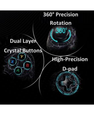 Light-Up Wireless Controller for PC, Black Crack Design with RGB LED Lights, Turbo Function, Compatible with Windows & Steam