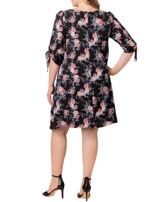 Plus Size Manhattan Shift Dress with Tie Sleeves