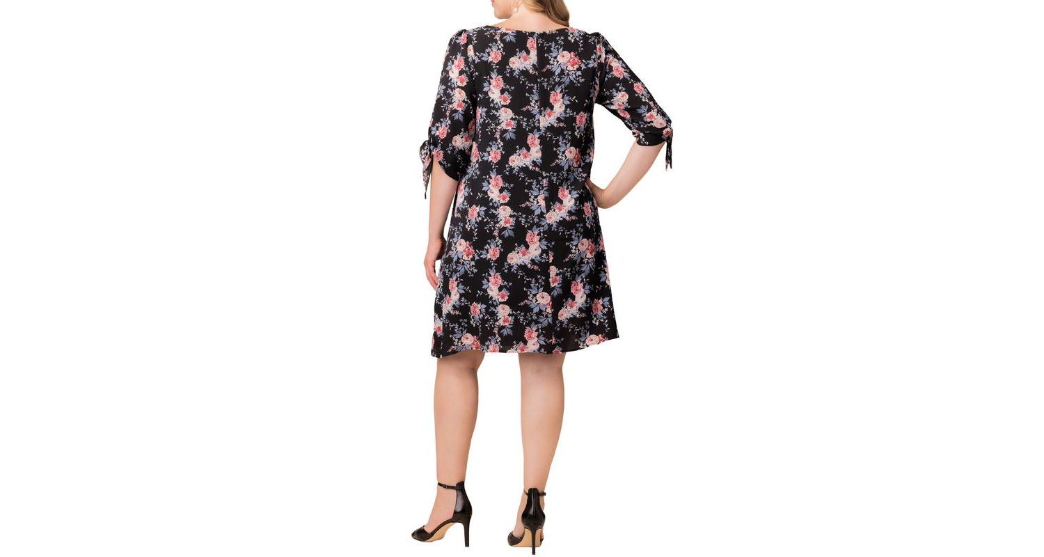 Plus Size Manhattan Shift Dress with Tie Sleeves