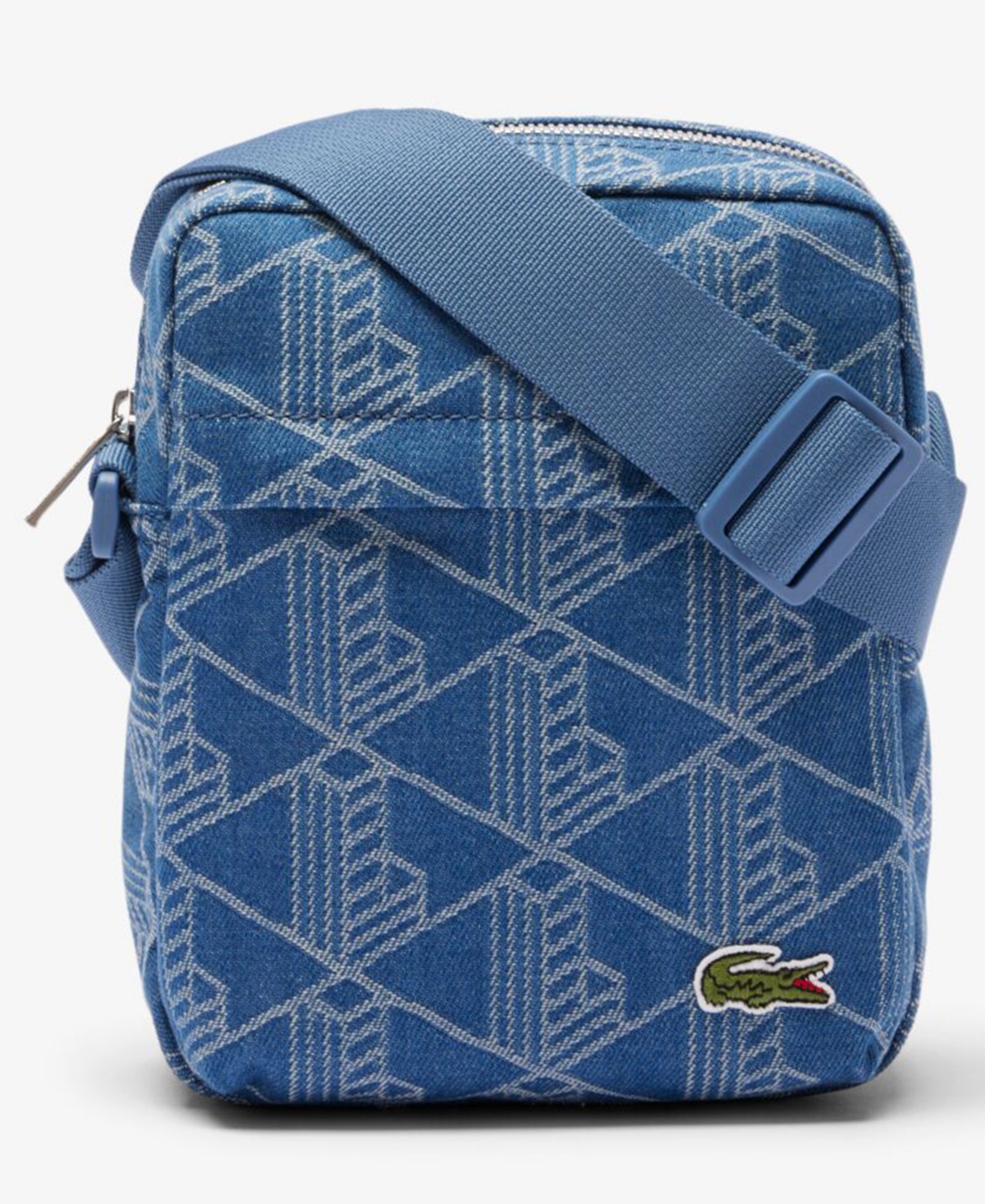 Men's Denim Monogram Jacquard Vertical Camera Bag - Light Blue