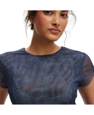 COTTON ON Women's Ashley Mesh Short Sleeve Top - Macy's