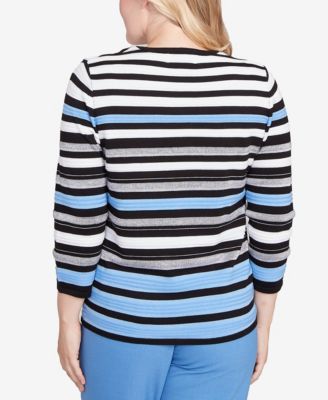 Women's Textured Stripe Sweater with Necklace