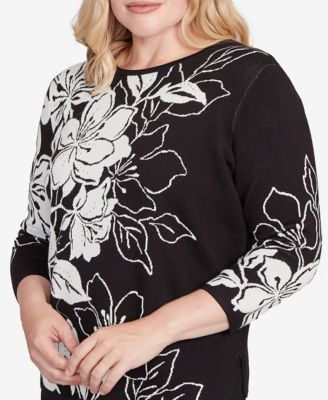 Women's Dramatic Floral Jacquard Sweater