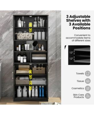 Tall Bathroom Cabinet Large Floor Storage Cabinet with Acrylic Doors & 3 Cubes