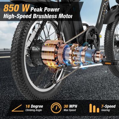 Folding Electric Bicycle for Adults with 20-Inch Fat Tires Snow E-Bike
