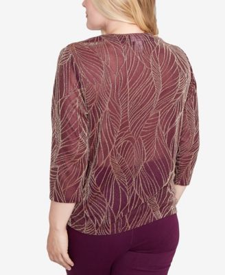 Women's Urban Legend Glitter Leaf Two in One Top with Necklace