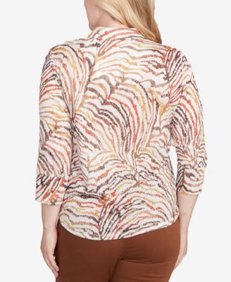 Women's Mount Laurel Animal Burnout Button Front Top