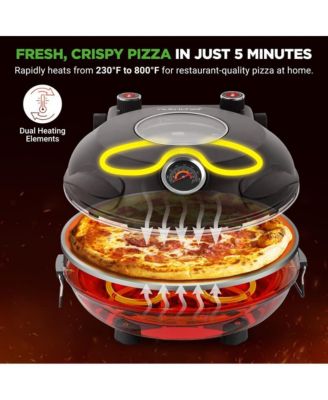 Countertop Pizza Maker - Electric Pizza Oven with Temperature Controls, Window and Thermometer (Black)
