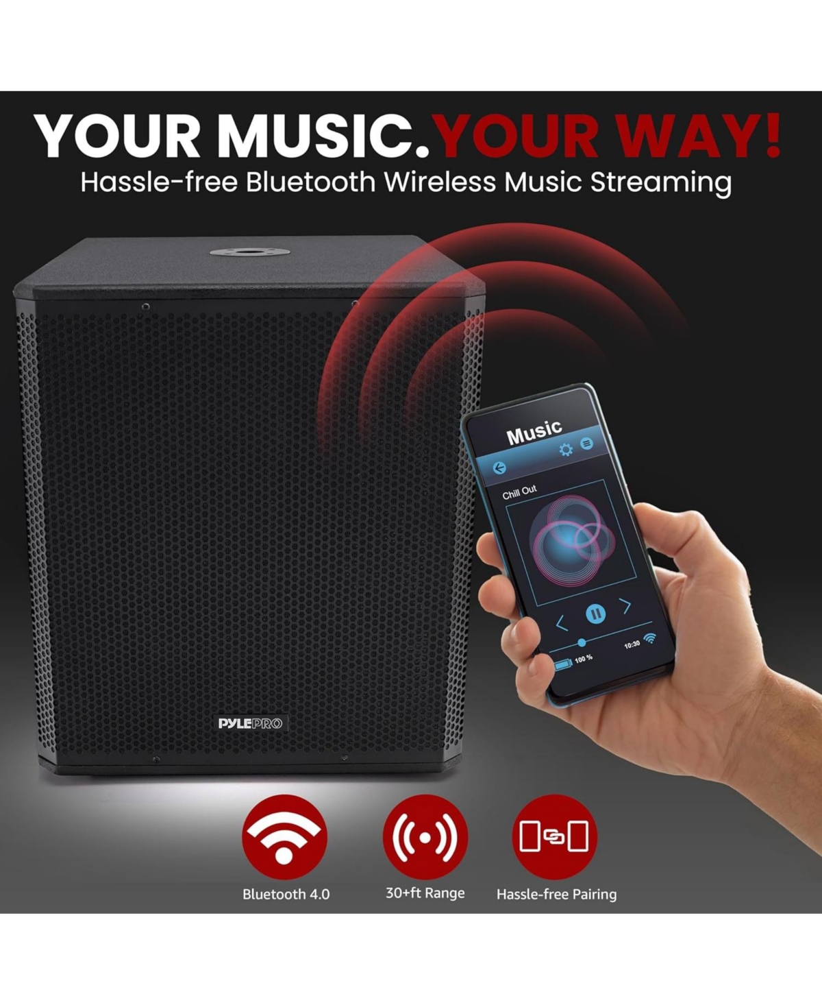 Pyle 15'' 3000W Active Powered Subwoofer Box System with Professional Design