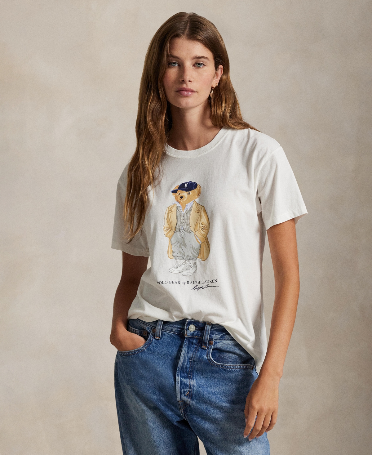 Polo Ralph Lauren Women's Bear Print Crew Neck Jersey T-Shirt