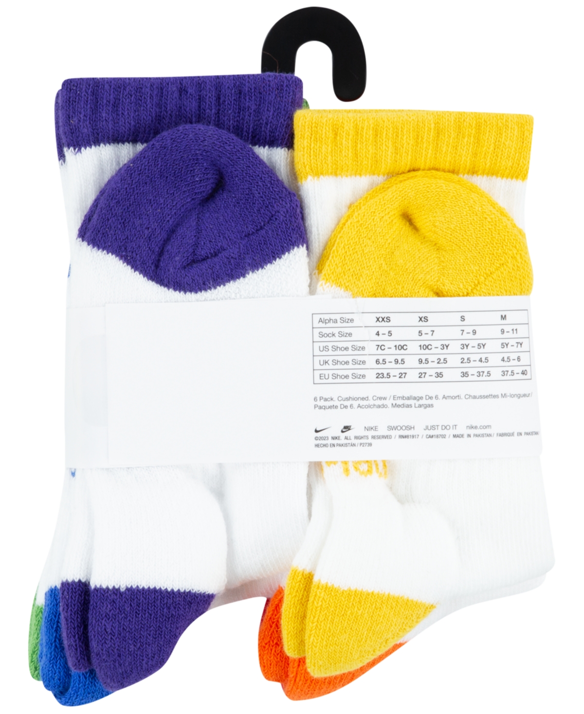 Nike Little Unisex 6-pack Color Pop Socks In Multi