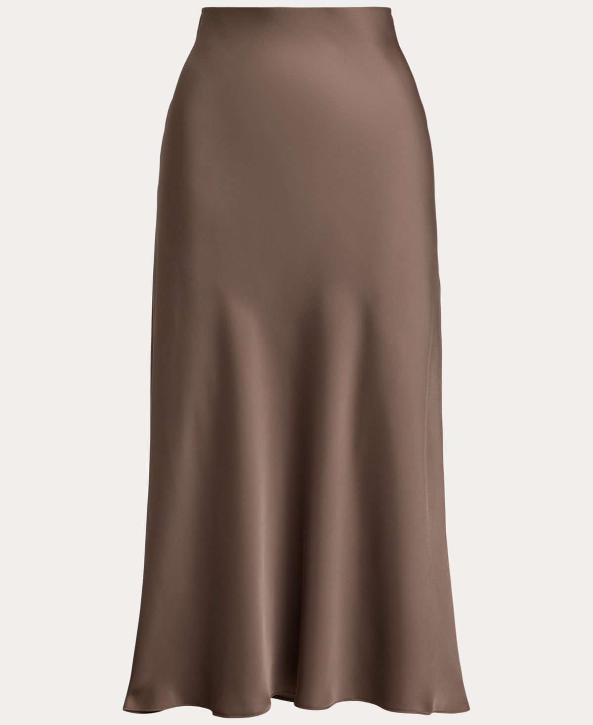 Ralph Lauren Satin Charmeuse Midi Skirt In Brown