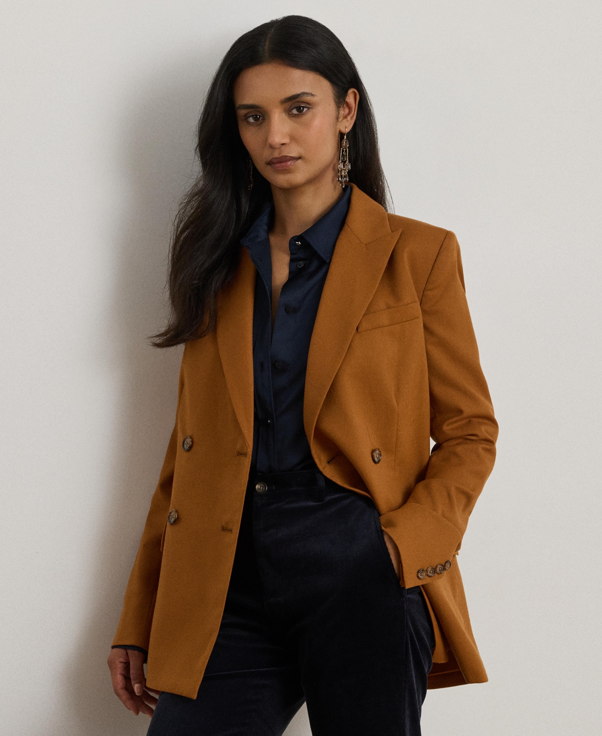 Ralph Lauren Double-breasted Wool Twill Blazer In Multi