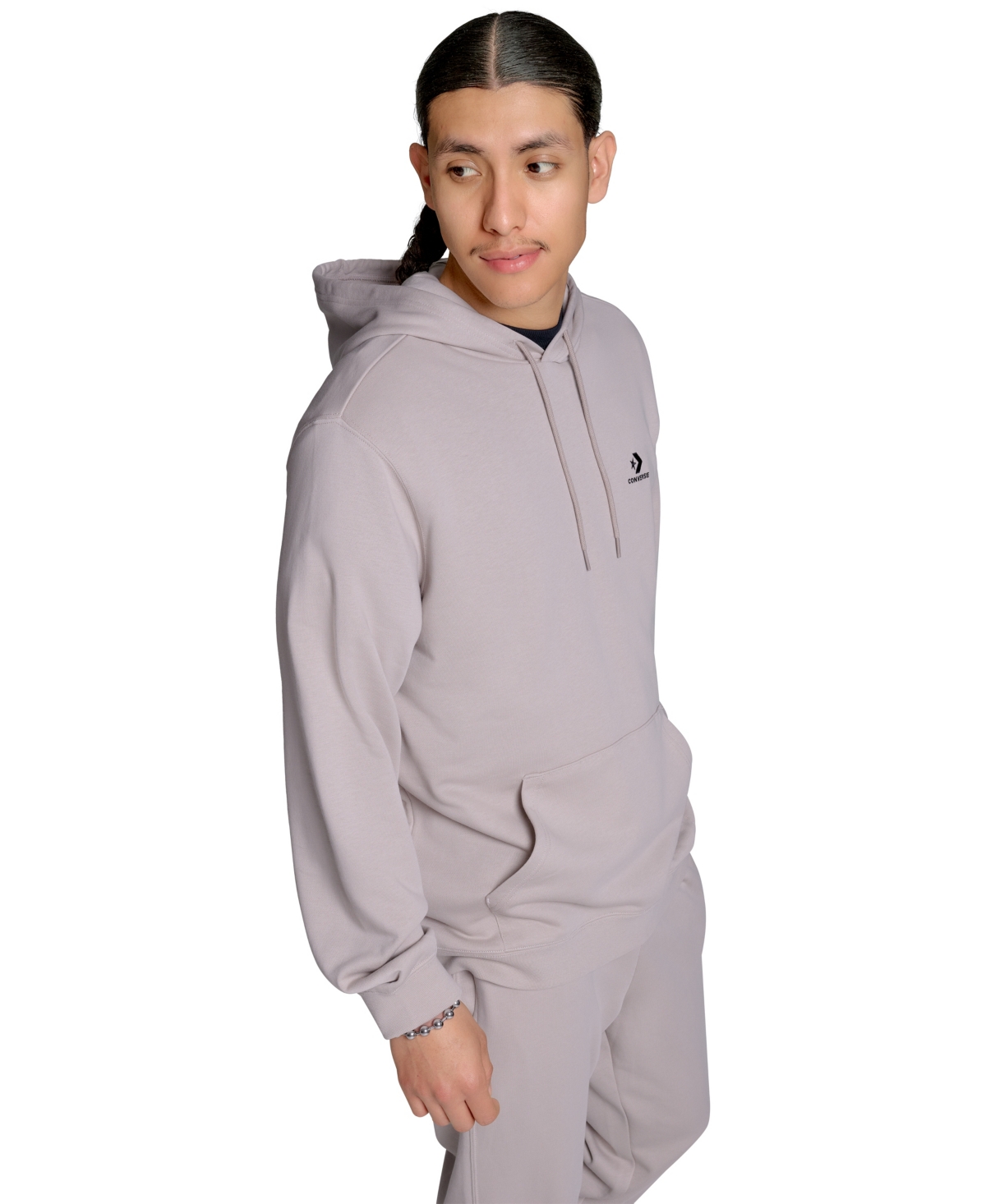 Converse Men's Standard Fit Long Sleeve Sweatshirt In Gray