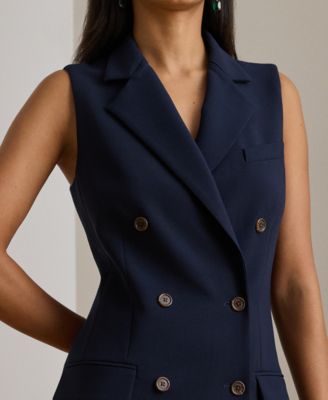 Women's Double-Breasted Crepe Sleeveless Dress