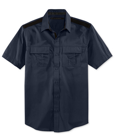 Sean John Men's Solid Twill Short-Sleeve Shirt, Only at Macy's