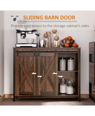 Industrial Buffet Cabinet Kitchen Sideboard with Sliding Barn Doors