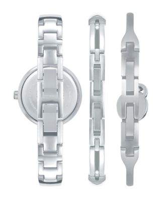 Women's Quartz Silver-Tone Metal Alloy Bangle Watch Set, 28mm