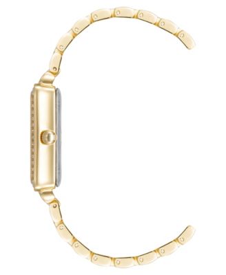 Women's Quartz Rectangular Gold-Tone Metal Alloy Watch, 25mm