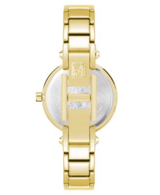 Women's Quartz Round Black and Gold-Tone Metal Alloy Bangle Watch, 28mm