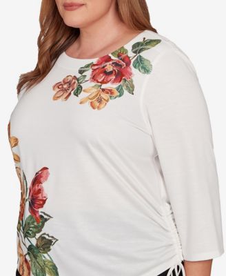 Plus Size Mount Laurel Asymmetric Floral Side Tie Top