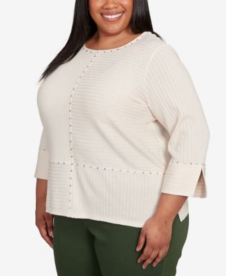 Plus Size Mount Laurel Heat Set Embellished Solid Top