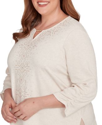 Plus Size Urban Legend Center Embellished V-Neck Top