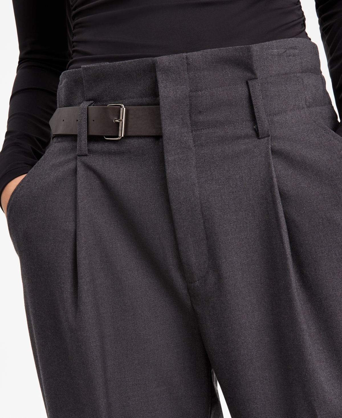 Bar Iii Women's Buckle-Tab Pleated Trousers, Macy's Exclusive