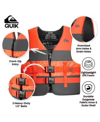 QUIKSILVER USCG Approved Adult Life Vest, Quick-Release Buckles & Drain Holes for Fishing