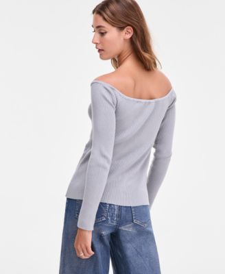 Women's Twist-Front Ribbed Knit Sweater, Macy's Exclusive 