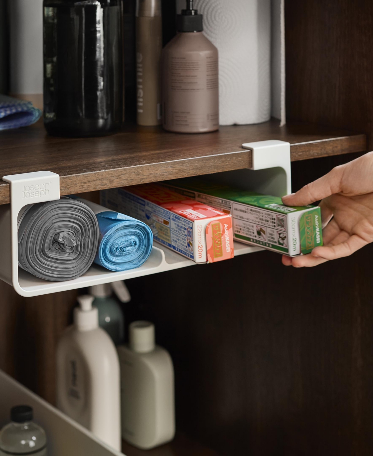 Joseph Joseph Cupboardstore Under-shelf Compact Film, Foil And Bag Organizer In White