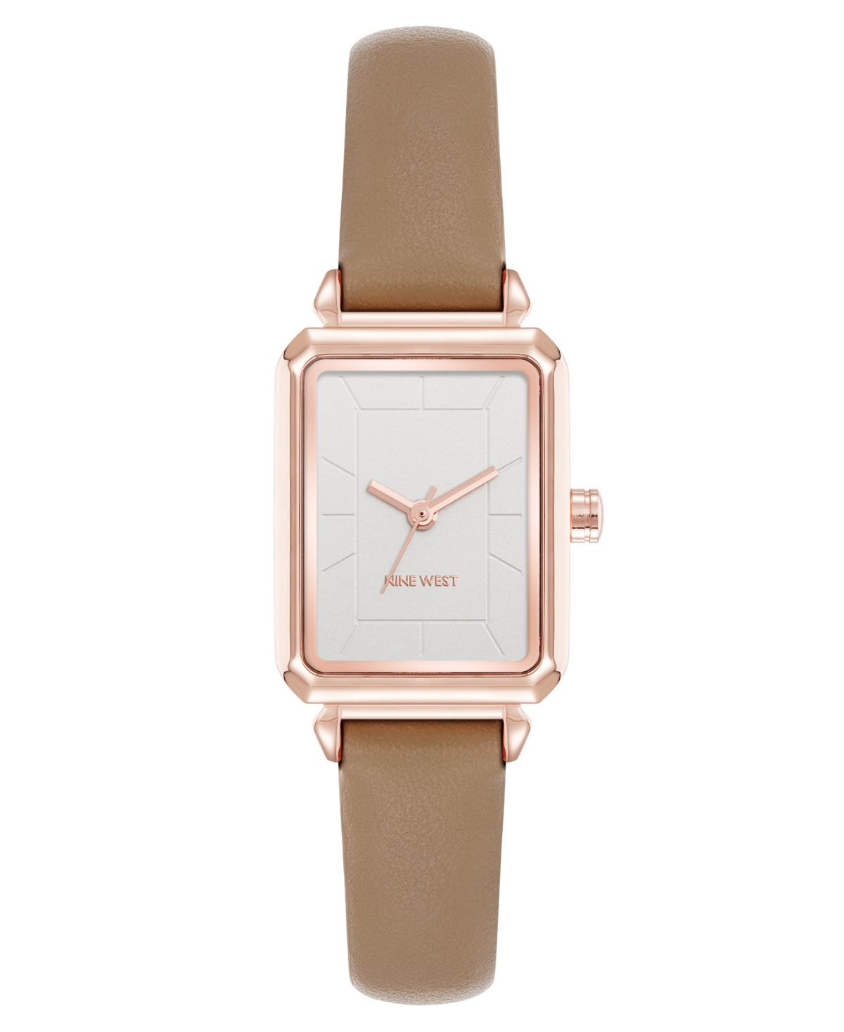 Nine West Women's Quartz Everyday Taupe Leather And Rose Gold-tone Watch, 25mm