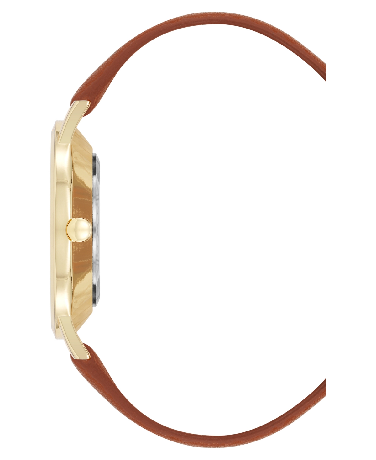 Nine West Women's Quartz Signature Brown Leather And Gold-tone Watch, 34mm In Brown