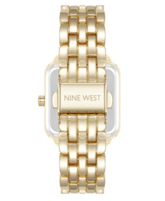 Women's Quartz Square Black and Gold-Tone Metal Alloy Watch, 29mm