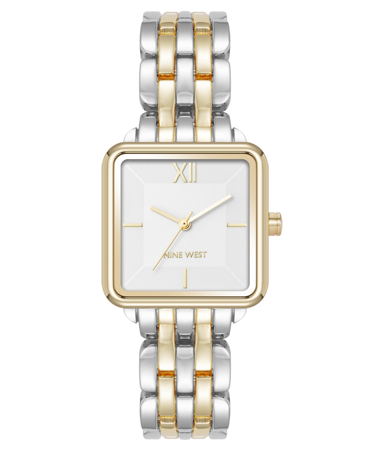 Anne Klein Women's Quartz Square Silver-tone And Gold-tone Metal Alloy Watch, 29mm In Gold