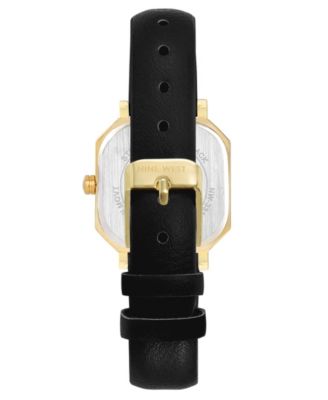 Women's Quartz Regency Black Leather and Gold-Tone Watch, 27mm