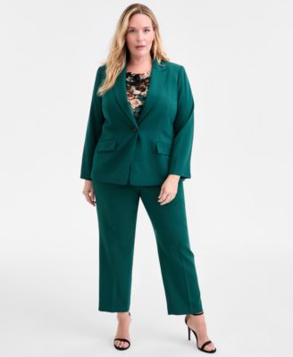 Plus Size Stretch Crepe One-Button Jacket