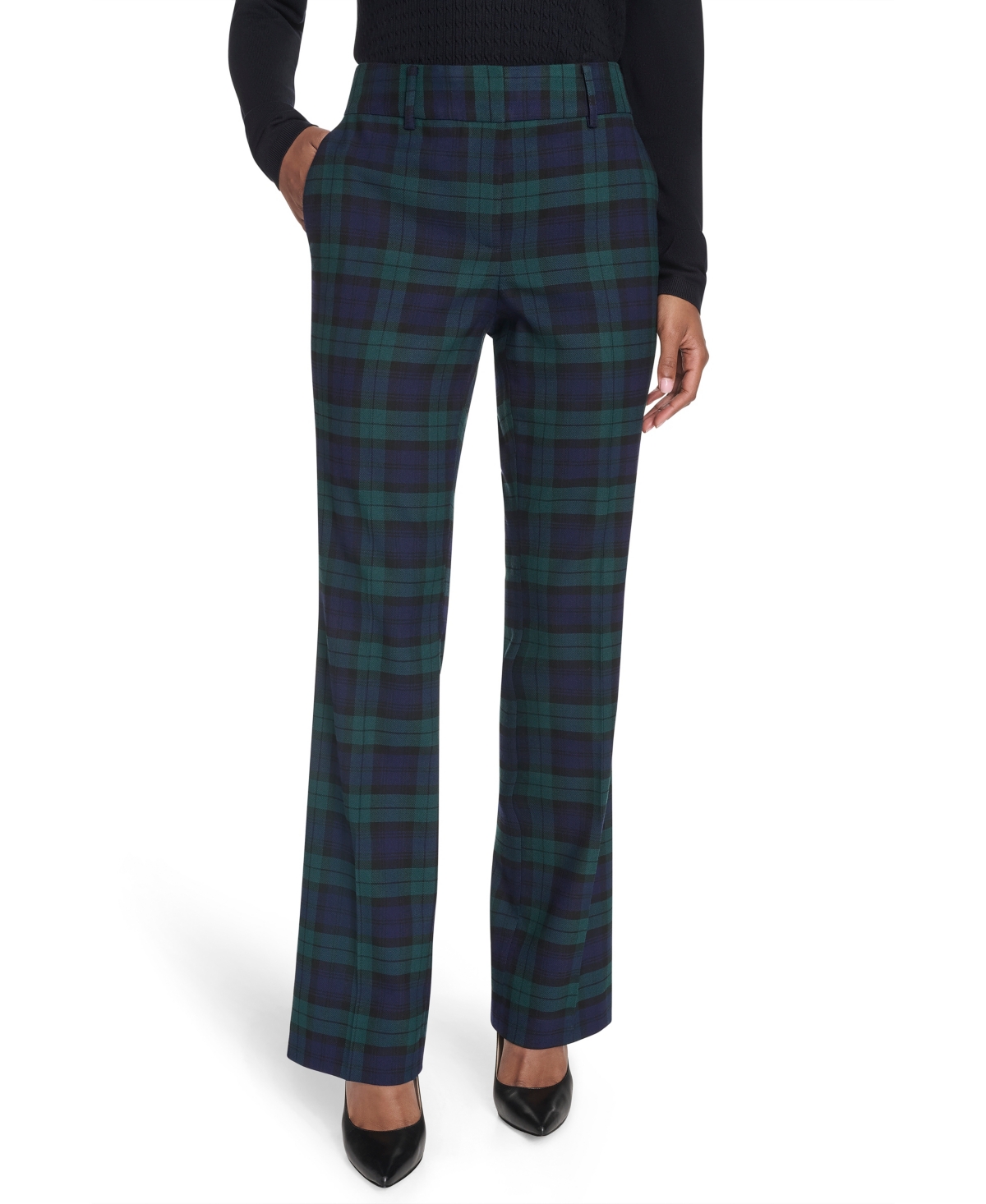 Tommy Hilfiger Women's Watch Plaid Bootcut Trousers In Multi