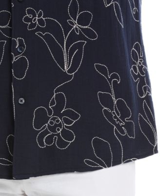 Men's Embroidered Short Sleeve Button Down Shirt