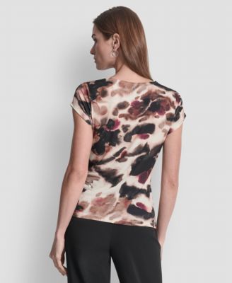 Women's Short Sleeve Printed Jersey Knit Top