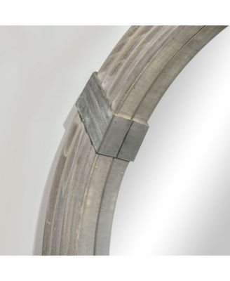 30.75" Wood Wall Mirror, Round Mirror for Wall Living Room, Natural