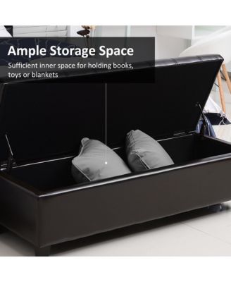 Storage Ottoman Bench 3-seater PU Leather Furniture Foot Stool