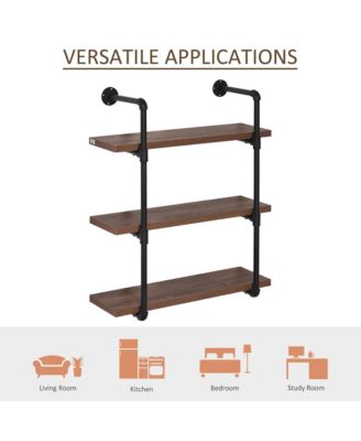 37.5" Industrial 3-Tier Floating Storage Bookshelf Bracket,