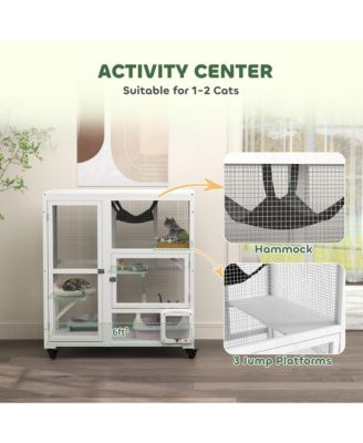 Indoor Cat Enclosure on Wheels, Cat House with Openable Top,