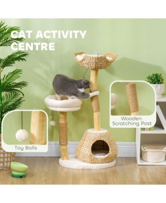 41" Cat Tree for Indoor Cats with Wooden Cat Scratching Posts, Condo